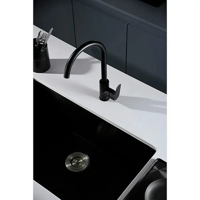 Imex Bélgica Grifo de cocina - Negro - Elegante fregadero con grifo negro.