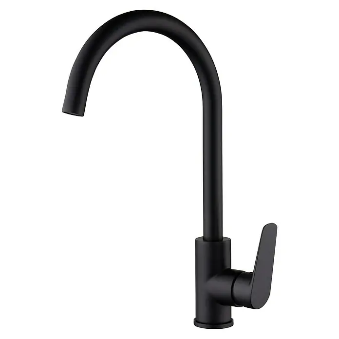 Imex Bélgica Grifo de cocina - Negro - Grifo negro con caño curvo y palanca para la cocina o el baño. Accesorio moderno para un diseño elegante.