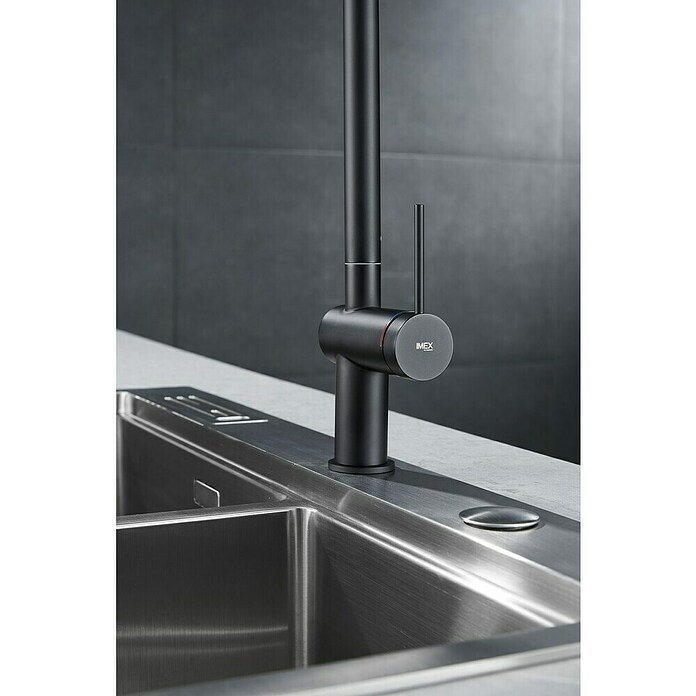 Imex Grifo de cocina extraíble Berna (Negro) | BAUHAUS