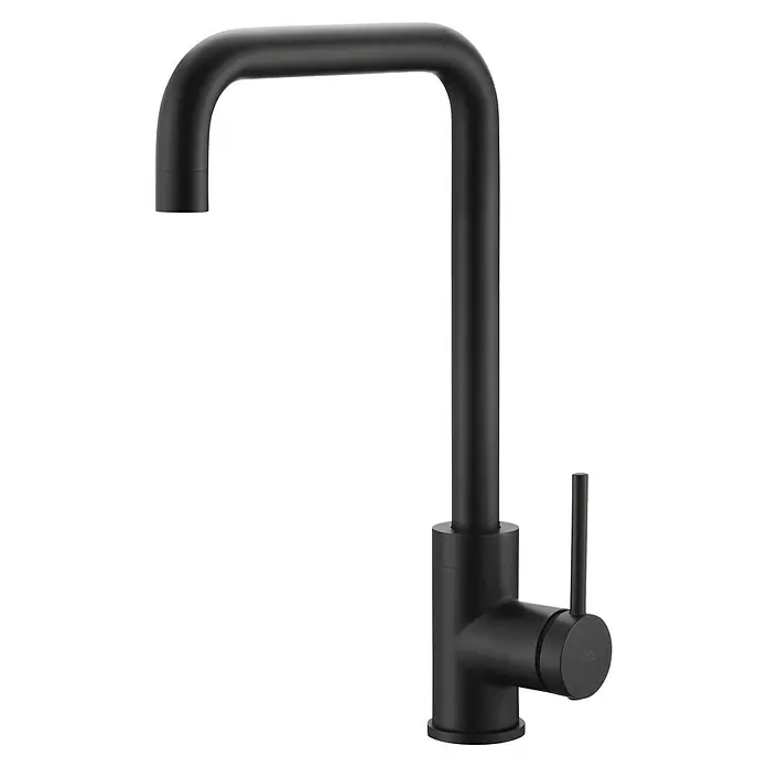 Imex Grifo de cocina Loira - Negro - Elegante grifo de cocina negro con diseño minimalista y caño alto y cuadrado, ideal para cocinas modernas.