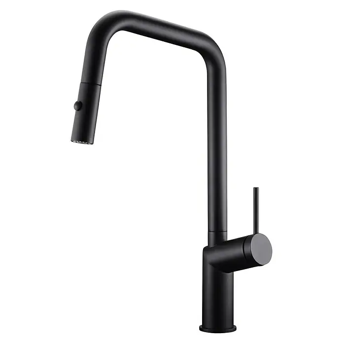 Imex Grifo de cocina extraíble Bonn - Negro - Grifo de cocina negro con diseño elegante. Una adición elegante a cualquier cocina moderna con un práctico manejo con una sola mano.
