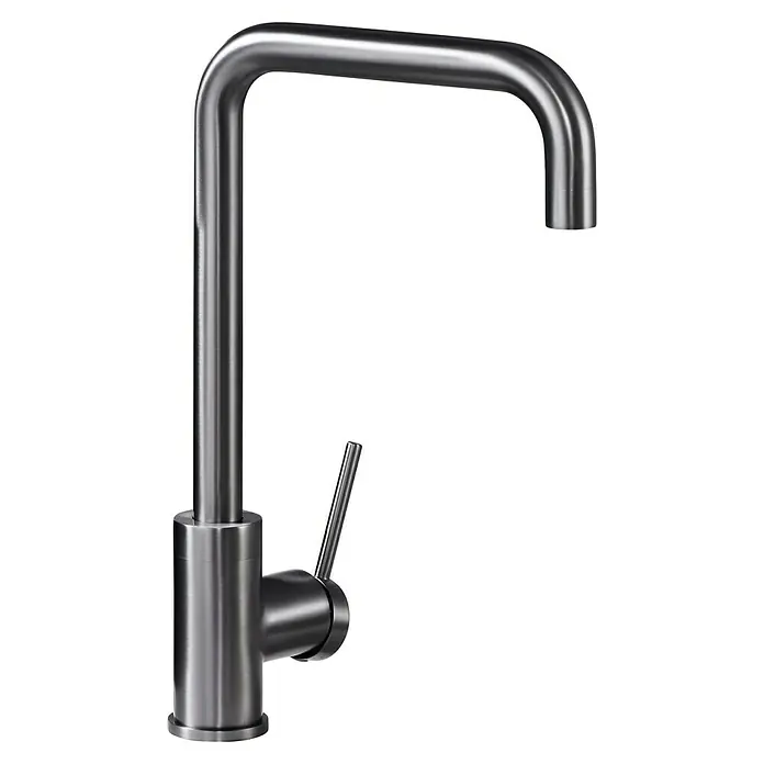 Imex Grifo de cocina Loira - Black gun metal - Elegante grifo de cocina de acero inoxidable cepillado con un diseño minimalista y un cómodo mezclador monomando para cocinas modernas.