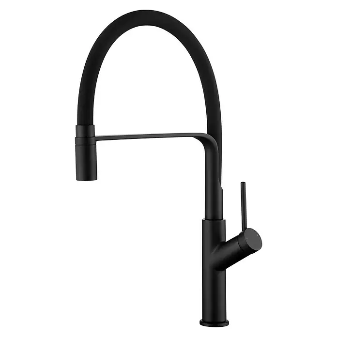 Imex Grifo de cocina flexible Sena - Negro - Elegante grifo de cocina negro mate con caño giratorio. El diseño moderno se integra perfectamente en cualquier cocina y aporta flexibilidad.