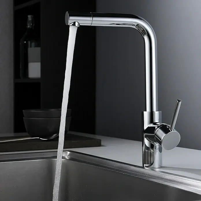 Imex Grifo de cocina Venecia - Cromo, Brillante - Moderno grifo de cocina cromado con agua corriente. Un diseño elegante que complementa cualquier cocina.