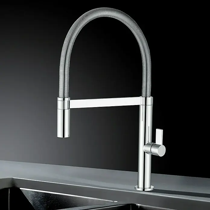 Imex Grifo de cocina flexible Laos - Cromo - Grifo de cocina moderno con manguera flexible y mezclador monomando, elegante acabado cromado para cocinas contemporáneas.