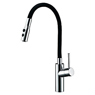 Imex Grifo de cocina flexible Tokyo (Negro/Cromo, Brillante)