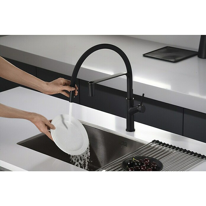 Imex Grifo de cocina flexible Sena (Negro) | BAUHAUS
