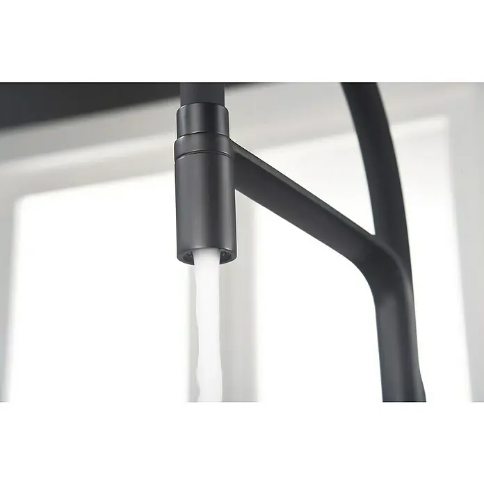 Imex Grifo de cocina flexible Sena - Negro - Grifo negro con agua corriente. Diseño contemporáneo para cocinas y baños modernos, combinando elegancia y funcionalidad a la perfección.