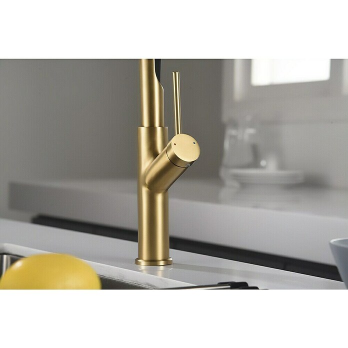 Imex Grifo de cocina flexible Sena (Oro/Negro) | BAUHAUS