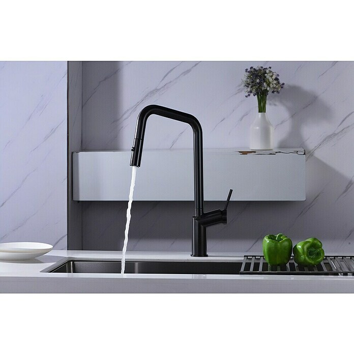 Imex Grifo de cocina extraíble Bonn (Black gun metal) | BAUHAUS