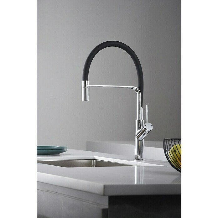 Imex Grifo de cocina flexible Sena (Cromo/Negro) | BAUHAUS
