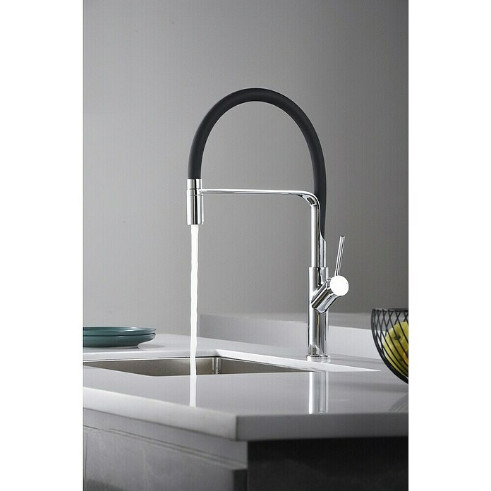 Imex Grifo de cocina flexible Sena (Cromo/Negro) | BAUHAUS