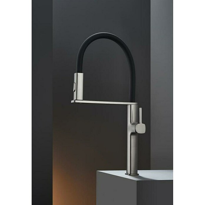 Imex Grifo de cocina flexible Menorca (Negro/Cromo) | BAUHAUS