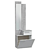 Mueble para recibidor Karen (L x An x Al: 28 x 61 x 186 cm, Gris Cemento/Blanco Artik, Espejo) | BAUHAUS