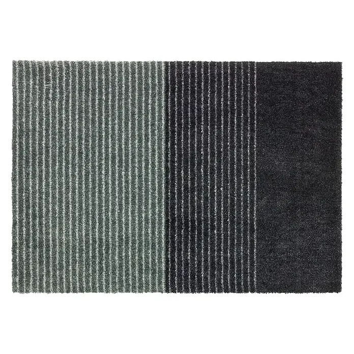 SCHÖNER WOHNEN-Kollektion Fußmatte Streifen - Anthrazit/Grau, 50 x 70 cm - Ein rechteckiger, moderner Teppich mit einem Streifendesign in Grau- und Schwarztönen. Er ist ideal für den Innenbereich und wirkt einladend.