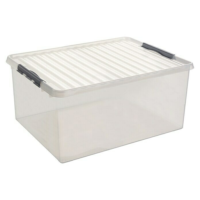 Sunware Aufbewahrungsbox (L x B x H: 80 x 50 x 38 cm, Kunststoff, Transparent, Farbe Griff: Schwarz)