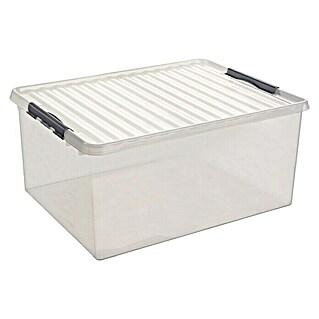 Sunware Aufbewahrungsbox Q-Line (L x B x H: 80 x 50 x 38 cm, Kunststoff, Transparent, Farbe Griff: Schwarz)