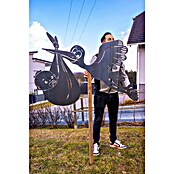 Gartendeko Storch mittel (Breite: 100 cm, Stahl, Silber, Passend für: Ein Baby) | BAUHAUS