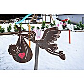 Gartendeko Storch mittel (Breite: 100 cm, Stahl, Silber, Passend für: Ein Baby) | BAUHAUS