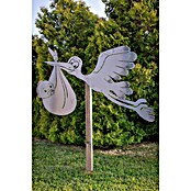 Gartendeko Storch mittel (Breite: 100 cm, Stahl, Silber, Passend für: Ein Baby) | BAUHAUS