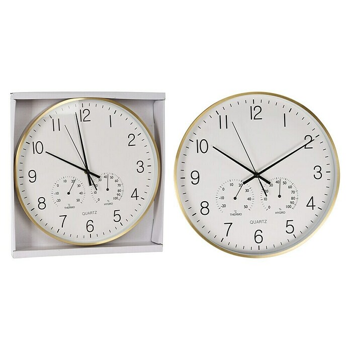 Reloj de pared Termo & Hygro (Diámetro: 38 cm, Oro, Clásico) | BAUHAUS