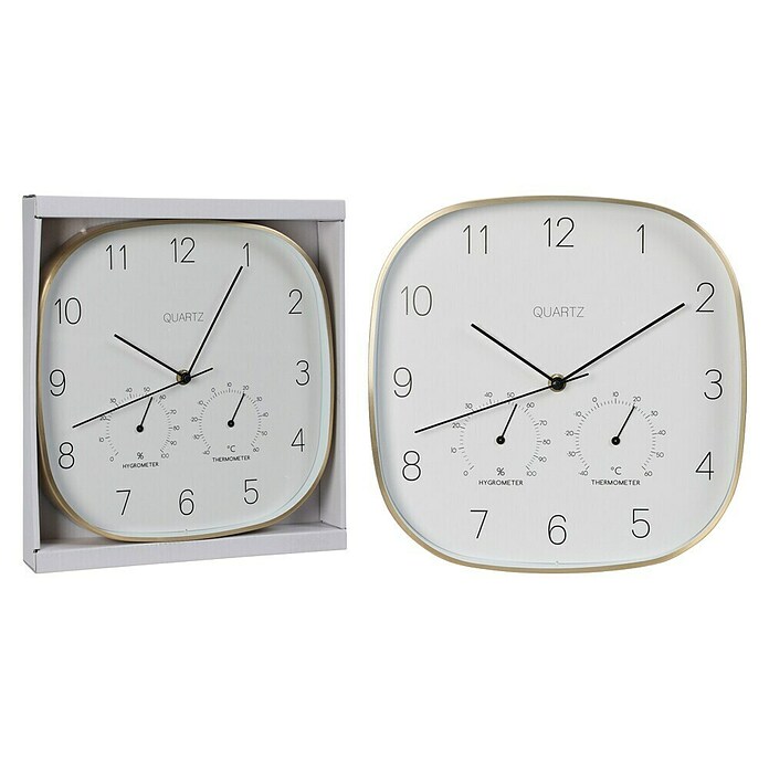 Reloj de pared Termo & Hygro (Diámetro: 28 cm, Oro, Clásico) | BAUHAUS
