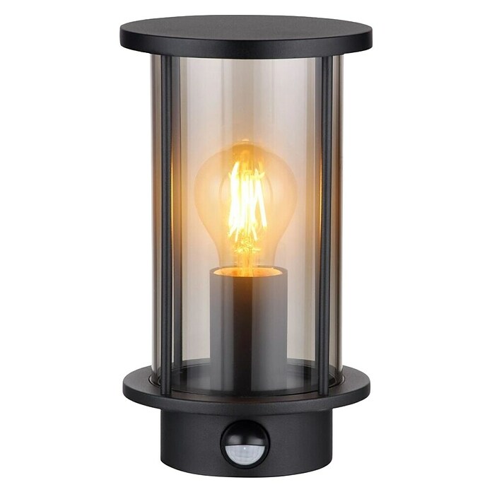 Globo Vanjska zidna svjetiljka sa senzorom pokreta Gracey  (60 W, 14,3 x 14,3 x 25,2 cm, Crna, Zadimljeno staklo, IP54) | BAUHAUS