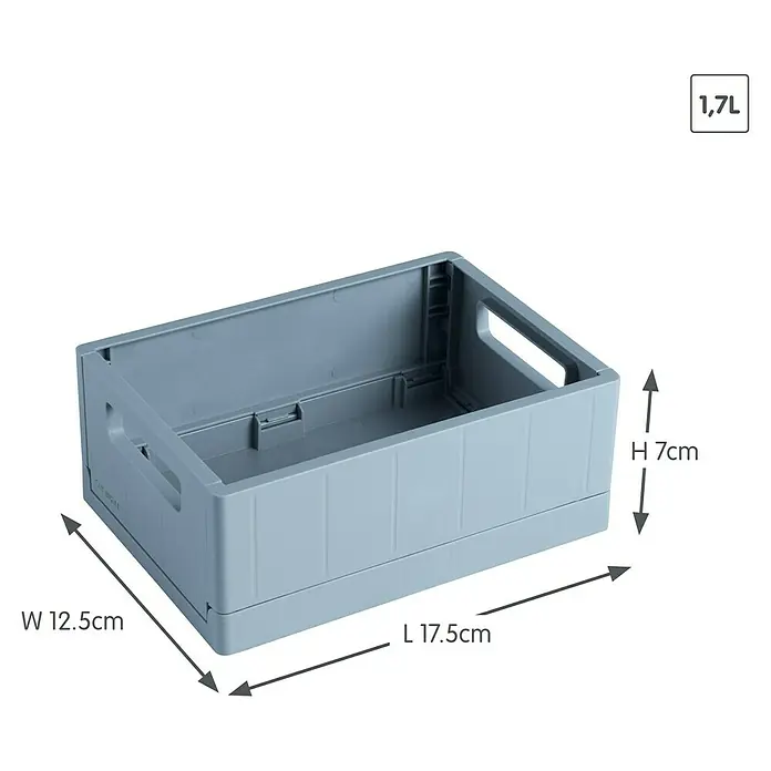 Sunware Sigma home Klappbox - L x B x H: 17,5 x 12,5 x 7 cm, Blau - Graue Aufbewahrungsbox mit den Maßen 17,5 cm Länge, 12,5 cm Breite und 7 cm Höhe, ideal für die Organisation kleiner Gegenstände.