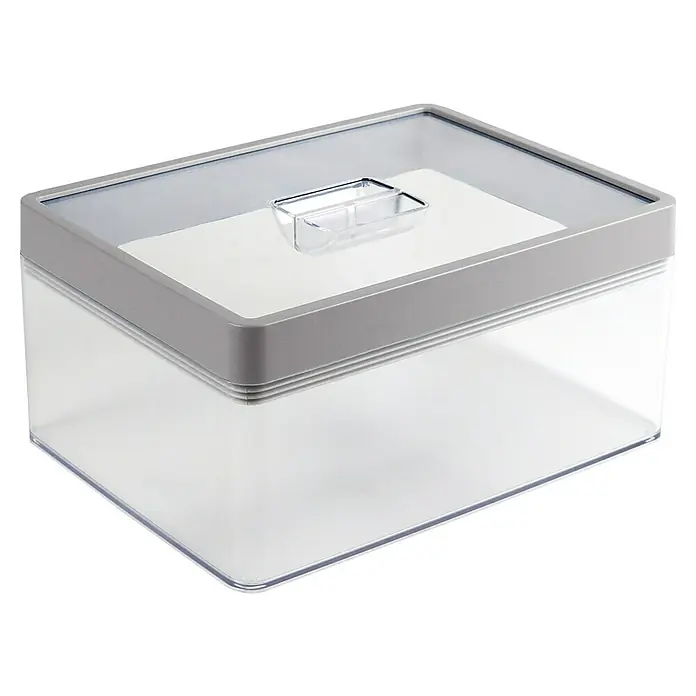 Sunware Sigma home Vorratsdose - L x B x H: 24 x 18 x 11,4 cm, Transparent, Kunststoff - Ein durchsichtiger Vorratsbehälter mit grauem Deckel und Griff. Ideal zur Aufbewahrung von Lebensmitteln.