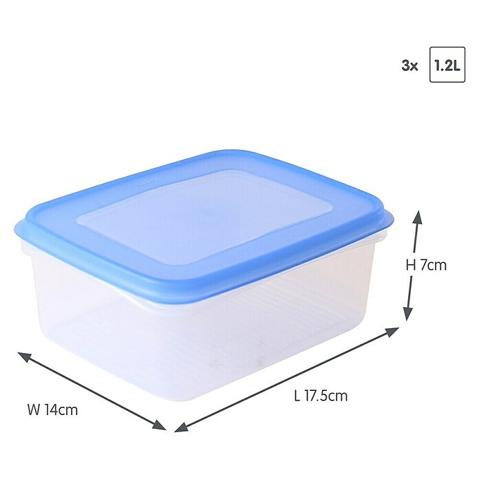 Sunware Gefrierdose Club Cuisine (1,2 l, L x B x H: 17,5 x 14 x 7 cm, Farbe Deckel: Blau) | BAUHAUS