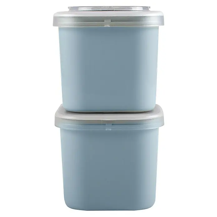 Sunware Sigma home Lunchbox Food to go - L x B x H: 9,3 x 9,3 x 16,7 cm, Farbe: Blau - Gestapelte blaue Lebensmittelbehälter mit transparenten Deckeln, ideal zur Aufbewahrung von Lebensmitteln im Kühlschrank oder in der Vorratskammer.