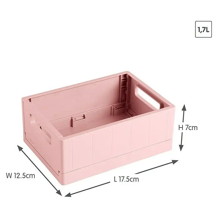 Sunware Sigma home Klappbox - L x B x H: 17,5 x 12,5 x 7 cm, Rosa - Rosa Aufbewahrungsbox mit den Maßen 17,5 x 12,5 x 7 cm und einem Fassungsvermögen von 1,7 Litern für eine ordentliche Aufbewahrung.