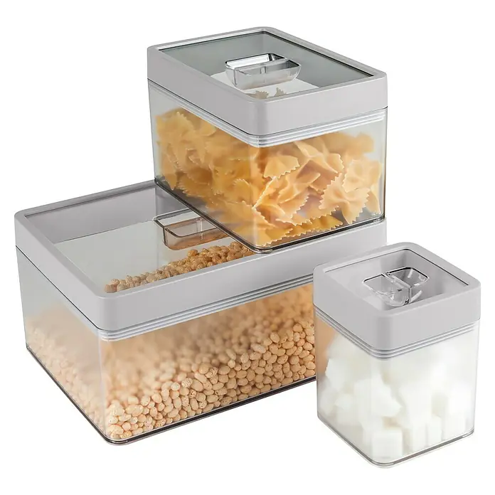Sunware Sigma home Vorratsdose - L x B x H: 24 x 18 x 11,4 cm, Transparent, Kunststoff - Vorratsbehälter-Set mit verschiedenen Lebensmitteln. Perfekt zur Aufbewahrung von Nudeln, Zucker und anderen trockenen Zutaten in der Küche.