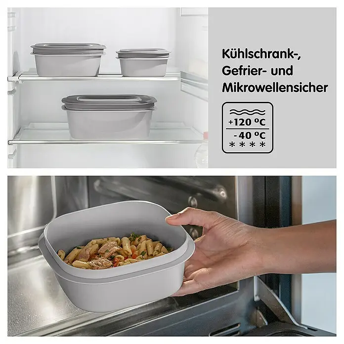 Sunware Sigma home Frischhaltedose - L x B x H: 23 x 23 x 12,4 cm, Grau, 3,8 l - Produkte aus robustem Kunststoff, Kühlschrank, Gefrier- und Mikrowellengeeignet, Temperaturbereich: +120°C bis -40°C.