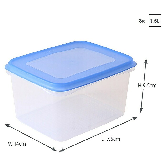Sunware Gefrierdose Club Cuisine (1,5 l, L x B x H: 17,5 x 14 x 9,5 cm, Farbe Deckel: Blau) | BAUHAUS