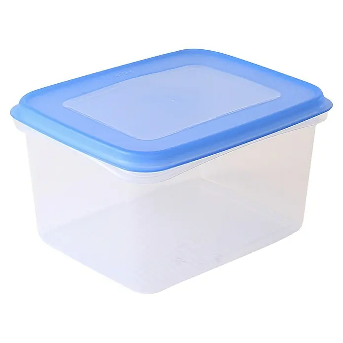 Sunware Gefrierdose Club Cuisine - 1,5 l, L x B x H: 17,5 x 14 x 9,5 cm, Farbe Deckel: Blau - Ein durchsichtiger Lebensmittelbehälter mit blauem Deckel, ideal für die Aufbewahrung von Speisen im Kühlschrank oder in der Vorratskammer.