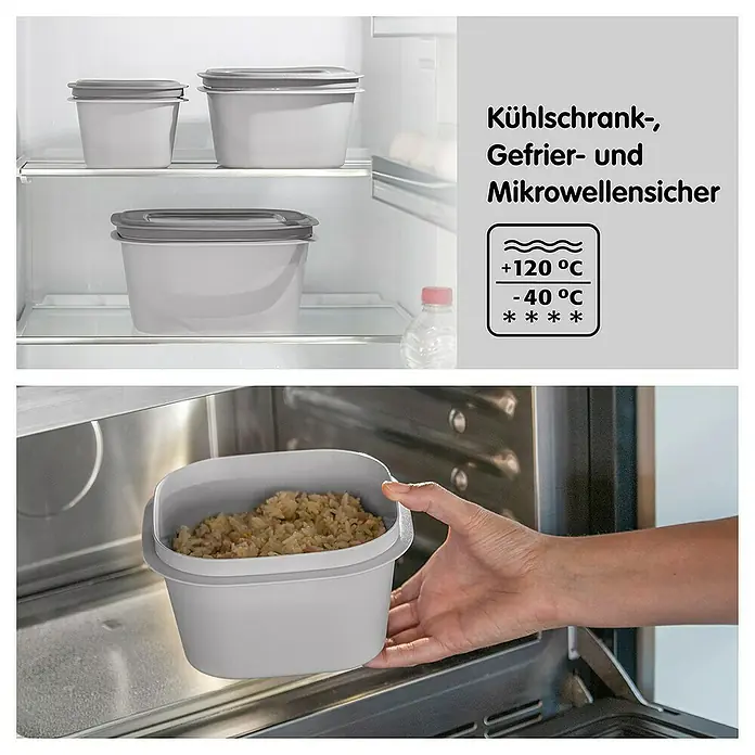 Sunware Sigma home Frischhaltedose - L x B x H: 23 x 23 x 9 cm, Grau, 2,8 l - Kühl-, Gefrier- und Mikrowellengeeignete Frischhaltedosen im Einsatz. Die Behälter sind ideal für die Lagerung und das Erwärmen von Speisen.