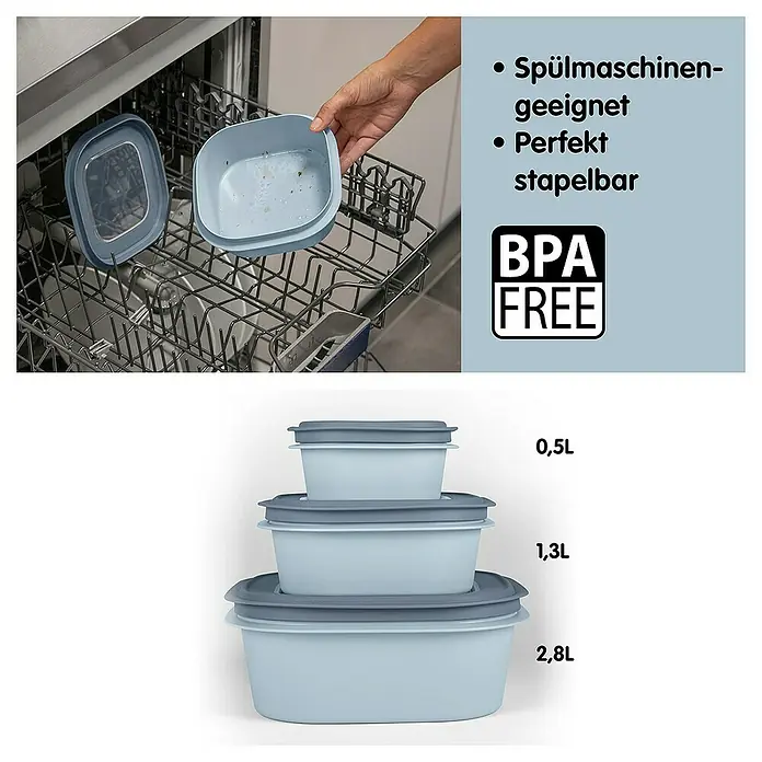 Sunware Sigma home Frischhaltedose - L x B x H: 23 x 23 x 9 cm, Blau, 2,8 l - Spülmaschinenfeste und stapelbare Frischhaltedosen, BPA-frei, in verschiedenen Größen (0,5L, 1,3L, 2,8L). Ideal für die Aufbewahrung von Lebensmitteln.