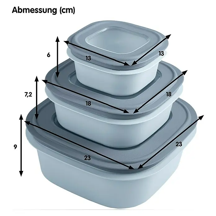 Sunware Sigma home Frischhaltedose - L x B x H: 23 x 23 x 9 cm, Blau, 2,8 l - Abmessungen der Frischhaltedosen in verschiedenen Größen.