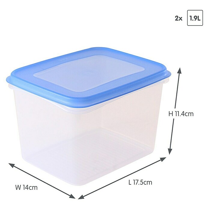 Sunware Gefrierdose Club Cuisine (1,9 l, L x B x H: 17,5 x 14 x 11,4 cm, Farbe Deckel: Blau) | BAUHAUS