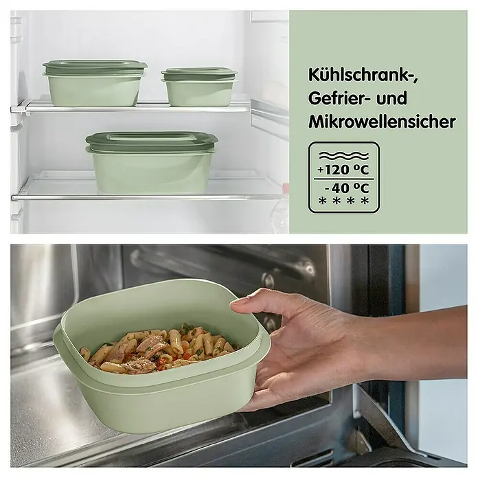 Sunware Sigma home Frischhaltedose - L x B x H: 23 x 23 x 12,4 cm, Grün, 3,8 l - Mehrfach verwendbare, hitze- und kältebeständige Frischhaltedosen im Kühlschrank und in der Mikrowelle.\n
