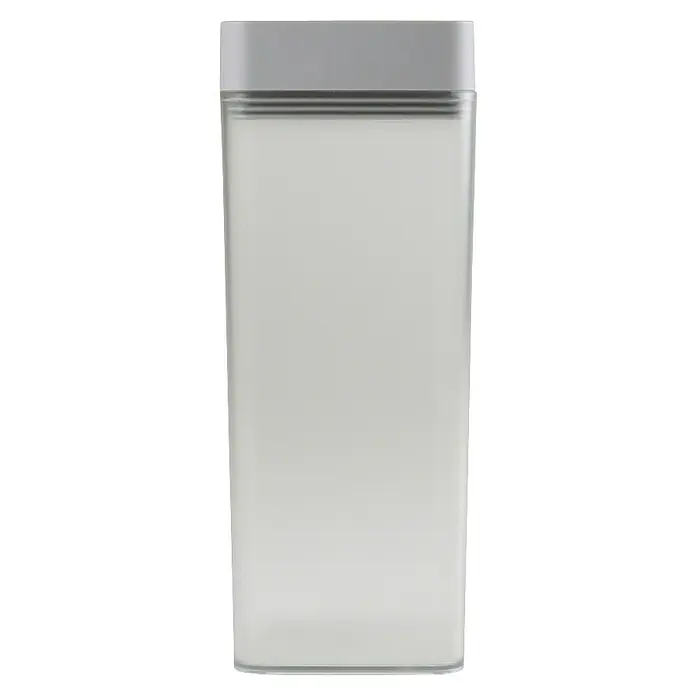 Sunware Sigma home Vorratsdose - L x B x H: 9 x 9 x 23 cm, Transparent, Kunststoff - Schlanker, rechteckiger Vorratsbehälter mit transparentem Korpus und grauem Deckel, ideal für die Aufbewahrung von Lebensmitteln in der Küche.