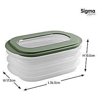 Sunware Frischhaltedose für Fleisch- und Wurstwaren (L x B x H: 17,2 x 17,2 x 10,5 cm, Transparent, Farbe Deckel: Grün)