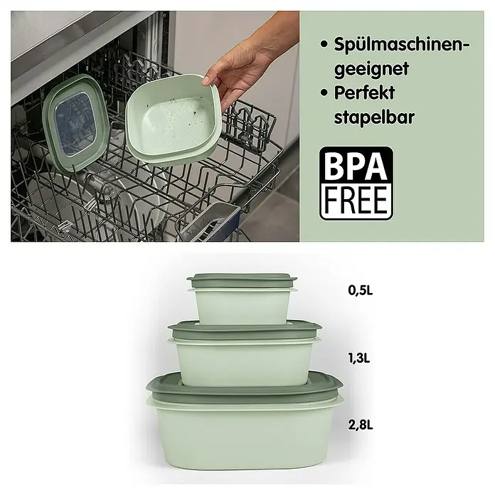 Sunware Sigma home Frischhaltedose - L x B x H: 23 x 23 x 12,4 cm, Grün, 3,8 l - Geschirrspülmaschinengeeignete, stapelbare Frischhaltedosen aus BPA-freiem Material in verschiedenen Größen (0,5L, 1,3L, 2,8L).