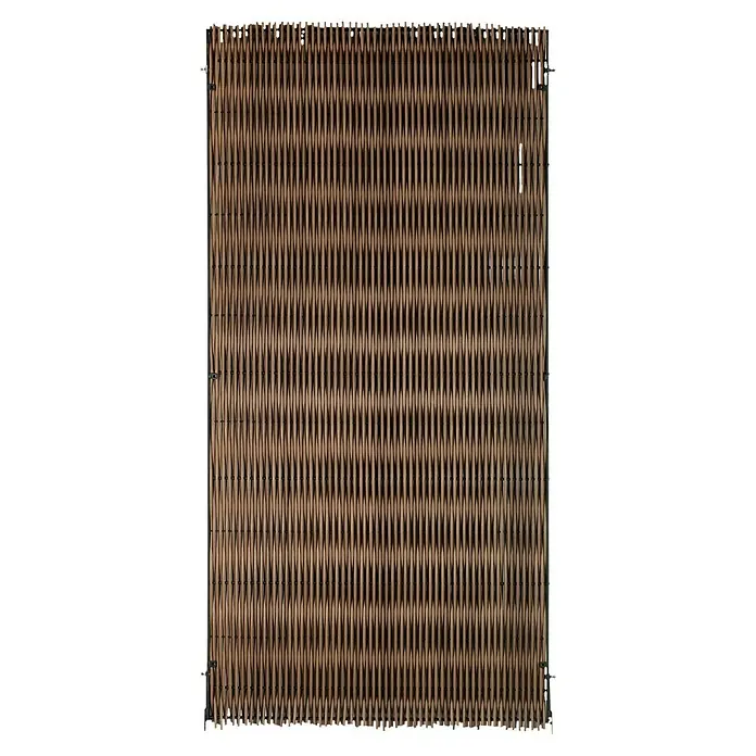 Sichtschutzelement Malmö - 90 x 180 cm, Hellbraun - Das Bild zeigt einen dekorativen Sichtschutz aus geflochtenem Holz, ideal für Garten oder Terrasse. Er bietet Privatsphäre und ist ein echter Hingucker.