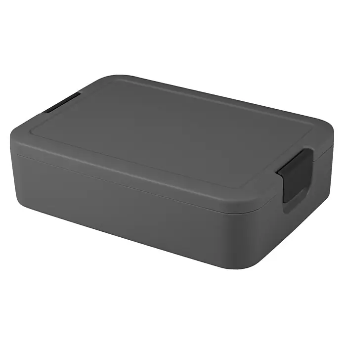 Sunware Sigma home Lunchbox Food to go - L x B x H: 24 x 17 x 6,5 cm, Anthrazit - Graue Lunchbox aus Kunststoff mit Deckel und schwarzen Verschlüssen für den Transport von Speisen.