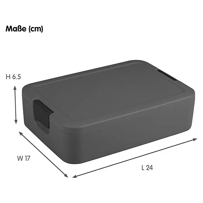 Sunware Sigma home Lunchbox Food to go - L x B x H: 24 x 17 x 6,5 cm, Anthrazit - Graue Lunchbox mit den Maßen Länge 24 cm, Breite 17 cm und Höhe 6,5 cm.\n