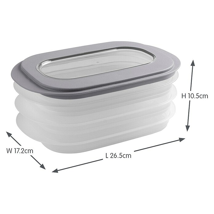 Sunware Frischhaltedose für Fleisch- und Wurstwaren (L x B x H: 17,2 x 17,2 x 10,5 cm, Transparent, Farbe Deckel: Grau) | BAUHAUS