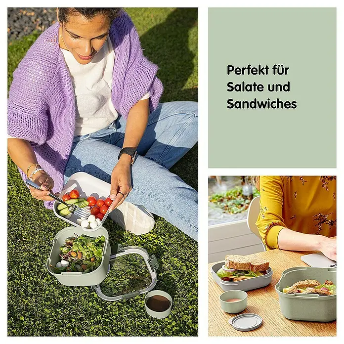 Sunware Sigma home Lunchbox Food to go - L x B x H: 17,7 x 17,7 x 8,7 cm - Die Lunchbox hält Salate und Sandwiches frisch und ist ideal für unterwegs. Praktisches Design für Mahlzeiten aller Art.