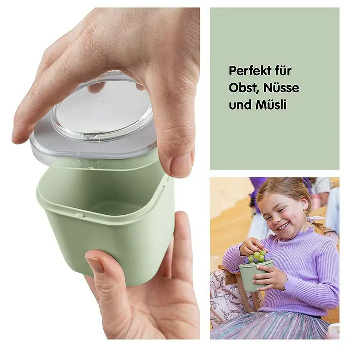Sunware Sigma home Lunchbox Food to go - L x B x H: 9,3 x 9,3 x 16,7 cm, Farbe: Grün - Grüne Frischhaltedose mit transparentem Deckel, ideal für Obst, Nüsse und Müsli. Praktisch für unterwegs und Kinder.